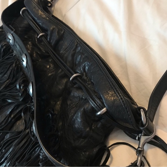 FRYE Black Fringe Leather Hobo Bag - Picture 4 of 16